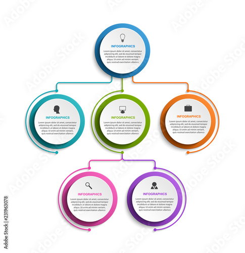 Infographic design organization chart template for business presentations, information banner, timeline or web design.