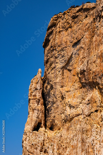 Alghero, Sardinia, Italy - Limestone cliffs of the Capo Caccia cape at the Gulf of Alghero