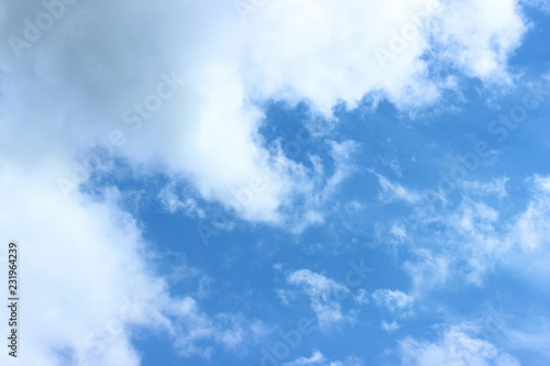 White puffy clouds on blue sky