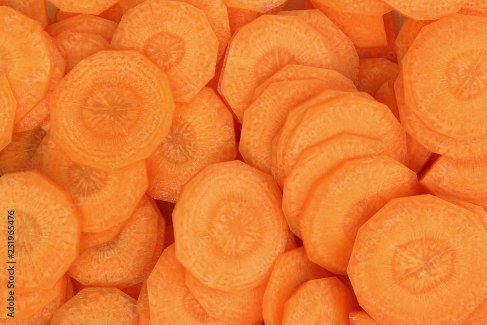 Carrots sliced for cooking close up detail Carrots sliced for cooking close up detail