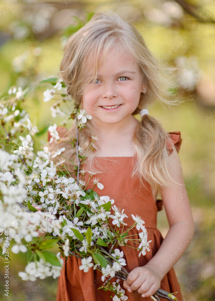 portrait of little girl outdoors in summer portrait of little girl outdoors in summer