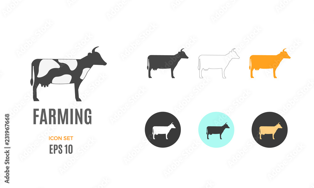 Vector farming infographic template. Color cow icon for your ...