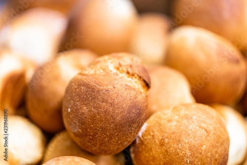 Home Made Bread Buns in Round Shape with Crunchy Brown Crust