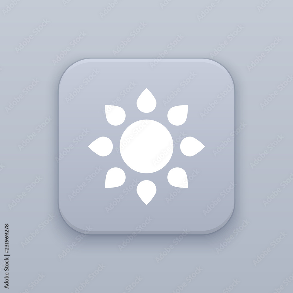 Sun, gray vector button with white icon Sun, gray vector button with white icon