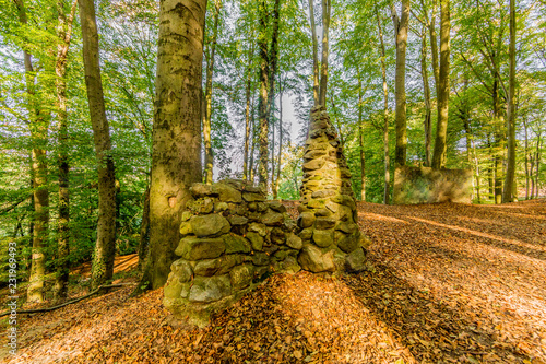 impressive image of ruins in the middle of the forest in Spaubeek in South Limburg in the Netherlands Holland in a magic autumn day photo