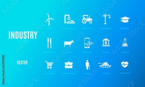 Vector industry infographic template. Color icon set for your illustration or presentation