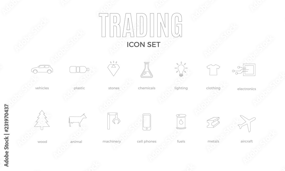 Vector trading infographic template. Color icon set for your illustration or presentation