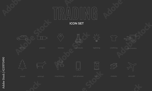 Vector trading infographic template. Color icon set for your illustration or presentation