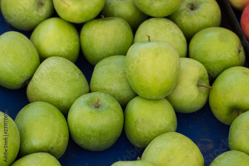 fruit food concept green apple background texture