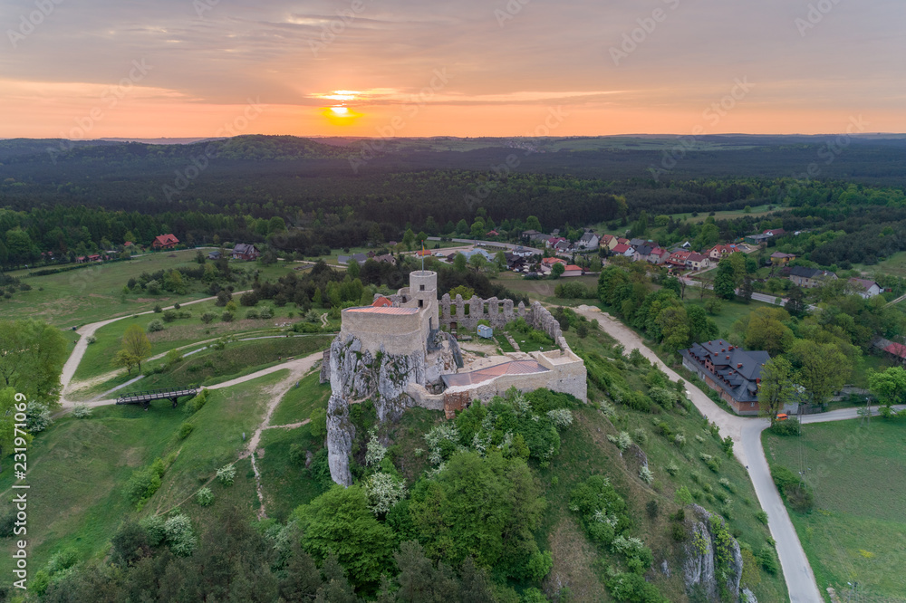 Rabsztyn castle aerial view