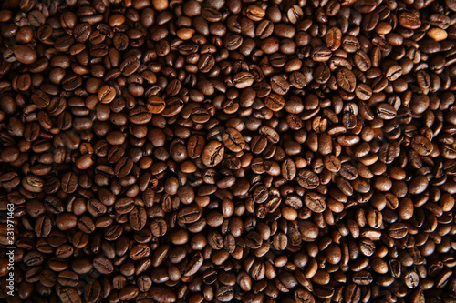 coffee beans background. Flat lay. Top view. Pattern  background  texture.