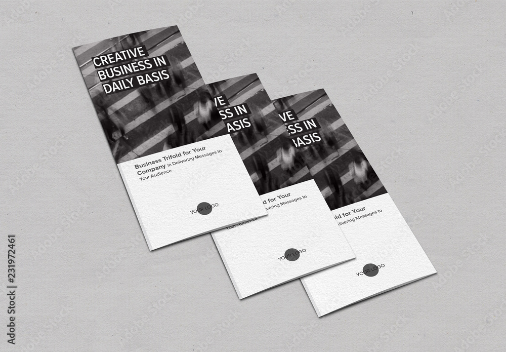 Black and White Trifold Brochure Layout Stock Template Adobe Stock