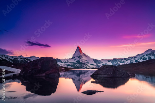 Matterhorn landscape at sunset, Switzerland photo