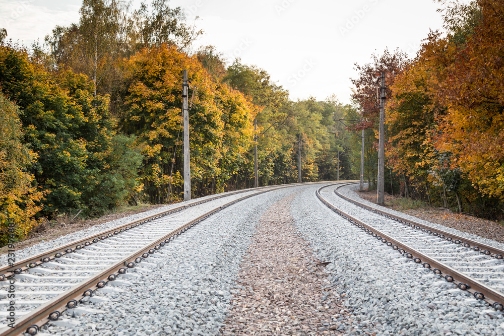 Fototapeta premium double rail track