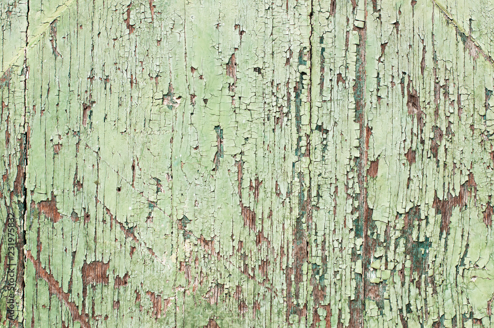 Alter abgewitterter grüner Holzlack mit schöner Struktur Alter abgewitterter grüner Holzlack mit schöner Struktur