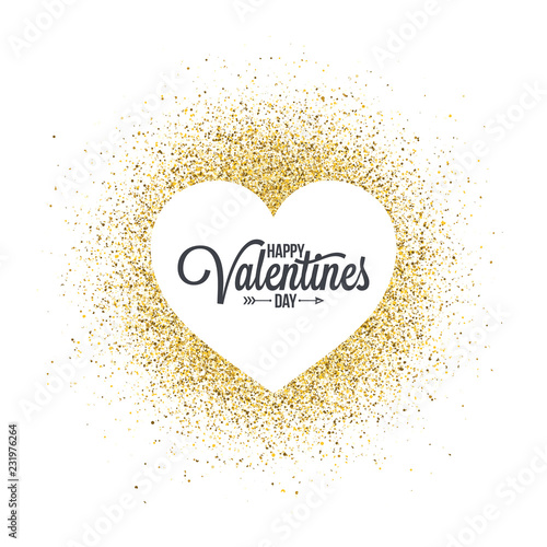 Valentines day heart on golden glitter abstract background
