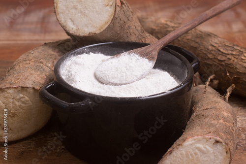 Polvilho Azedo in a Bowl. A kind of cassava flour photo