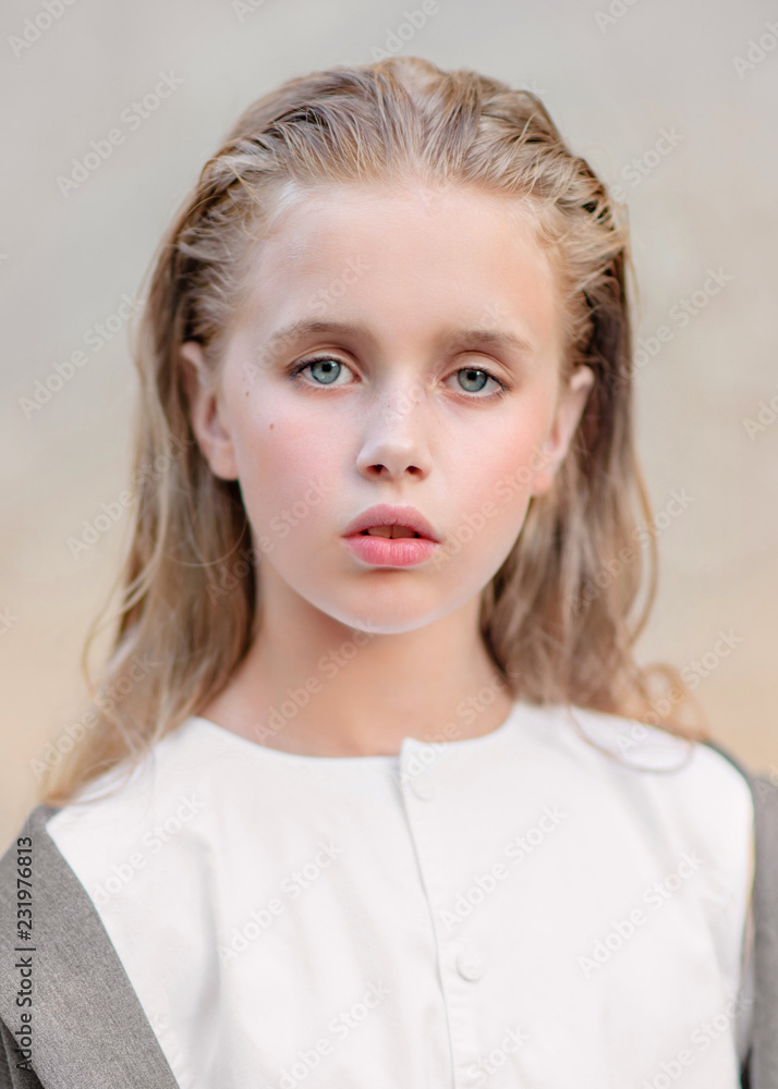 portrait of little girl outdoors in summer portrait of little girl outdoors in summer