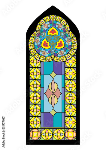 Colorful church chapel gothic stained glass window
