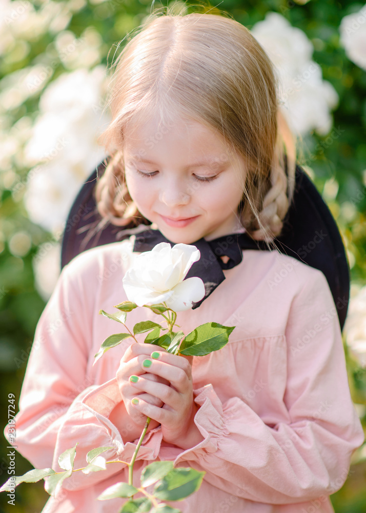 portrait of little girl outdoors in summer portrait of little girl outdoors in summer
