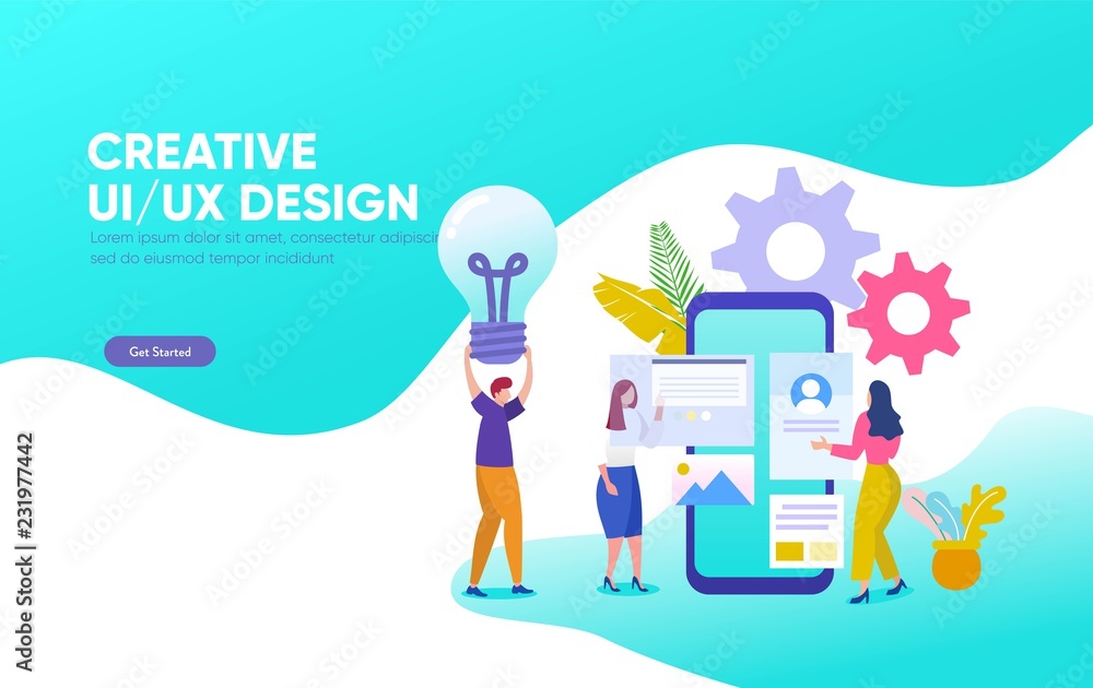 Creative UI/UX Design vector illustration template, can use for, landing page, template, ui, web, mobile app, poster, banner, flyer Creative UI/UX Design vector illustration template, can use for, landing page, template, ui, web, mobile app, poster, banner, flyer