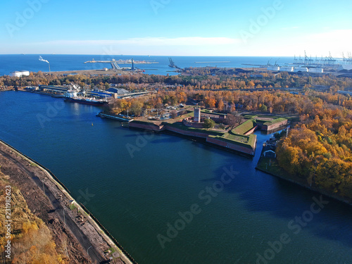 Wisloujscie fortress at the river in Gdansk, Poland