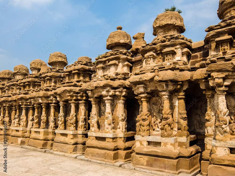 View of Kailasanathar Temple in Kanchipuram, India.