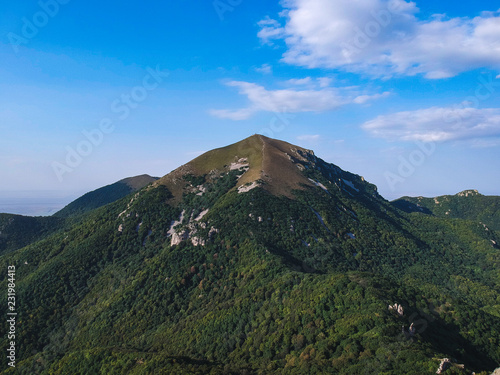 Mount Beshtau from the height of the drone in the summer Sunny day