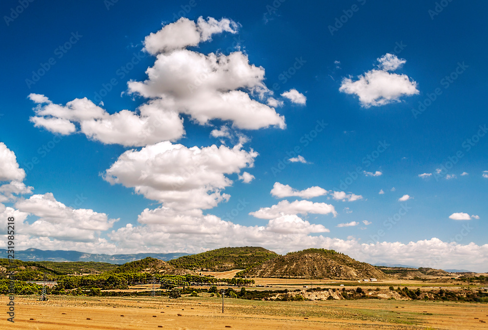 Fototapeta premium Fields in the Pyrenees mountains