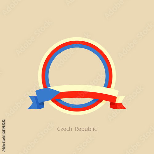 Ribbon and circle with flag of Czech Republic
