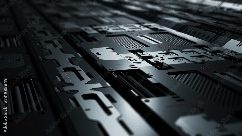 3d render - Science Fiction floor - repetitive metal panels - Technology concept background 3d render - Science Fiction floor - repetitive metal panels - Technology concept background