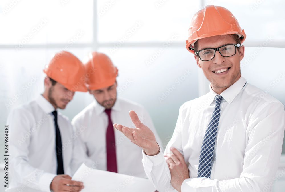 close up.architect inviting you to his office close up.architect inviting you to his office