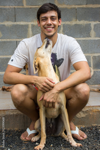 man with his dog
