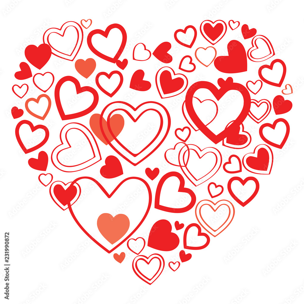 A lot of hearts in heart shape - Stock Image A lot of hearts in heart shape - Stock Image