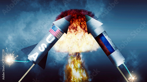 nuclear weapons of superpowers face each other
