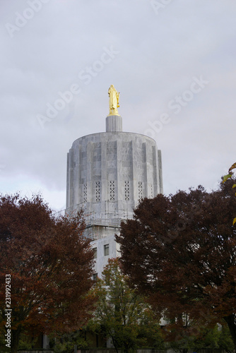 Oregon State capital outside with trees photo