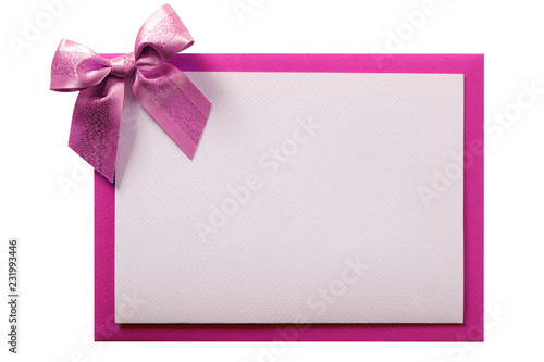 Christmas card pink ribbon bow envelope frame isolated © david_franklin