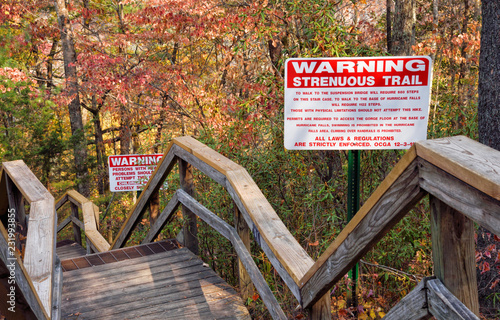 Strenuous Trail Warning Sign at Tallulah Gorge State Park Georgia Fototapet