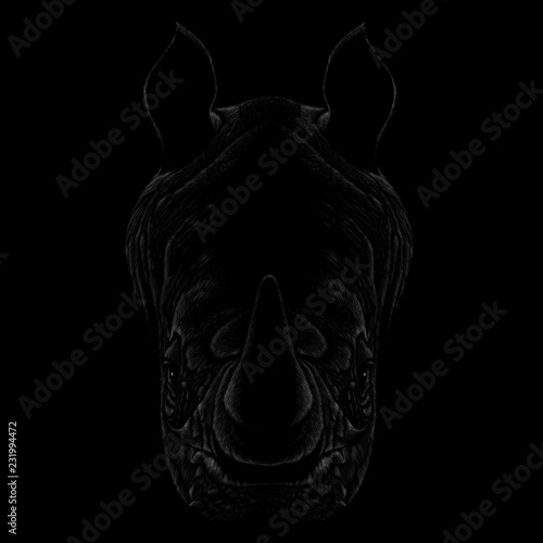 The Vector logo rhinoceros for T-shirt design or outwear.  Hunting style rhinoceros background.