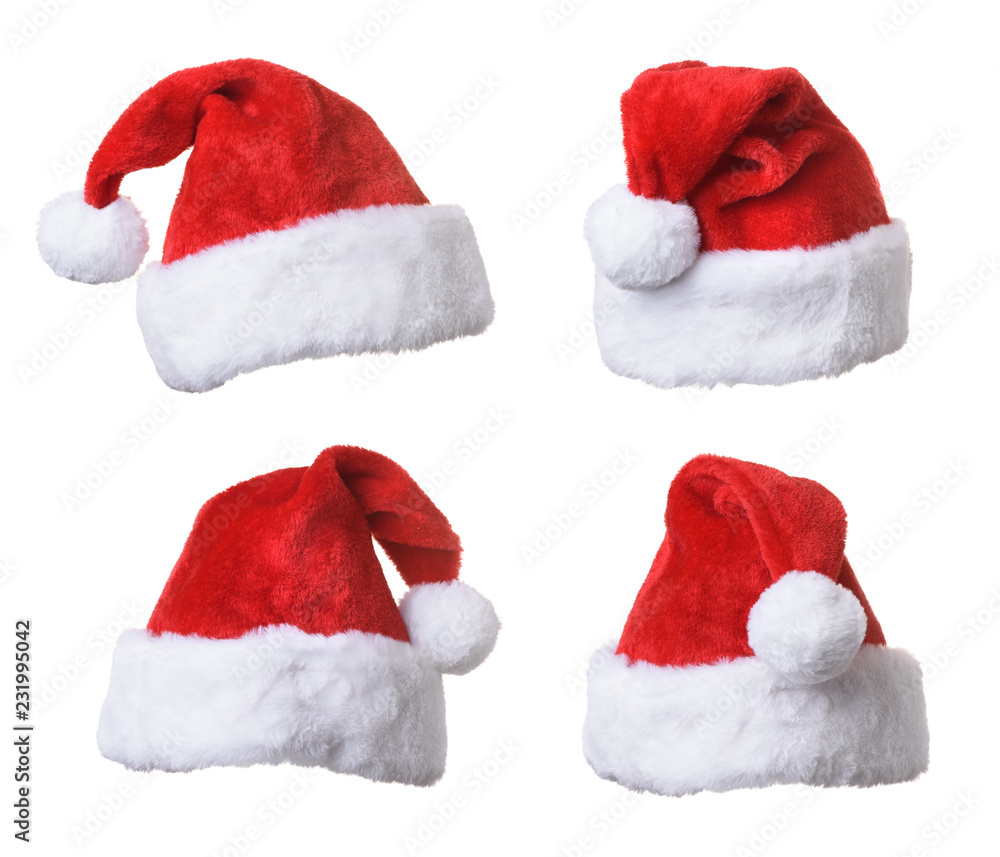 Collection of Santa's red hat isolated on white background Collection of Santa's red hat isolated on white background