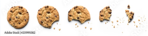 Canvas Print Steps of chocolate chip cookie being devoured