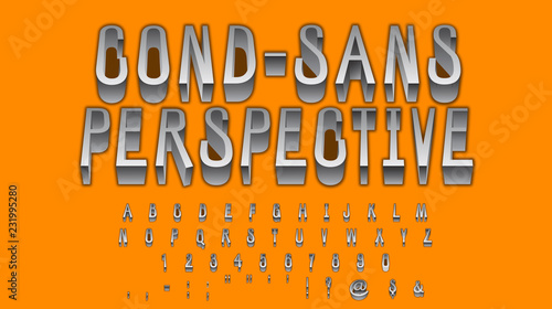 Extra-condensed mono-weight sans-serif font, extruded and rendered in perspective, with burnished shadow