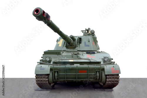 Military equipment Self-propelled crawler howitzer Front view