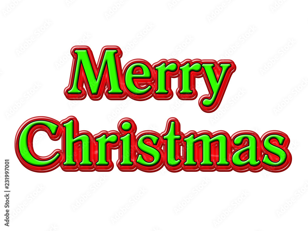 Plakat Merry Christmas sign in red and green on a white background