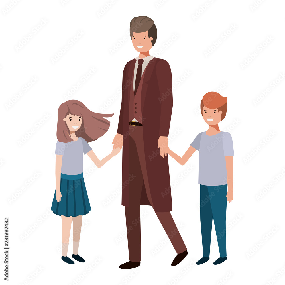 father and children avatar character father and children avatar character