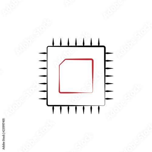 cpu 2 colored hand drawn icon. Electronics colored element illustration. Outline symbol design from electronics set