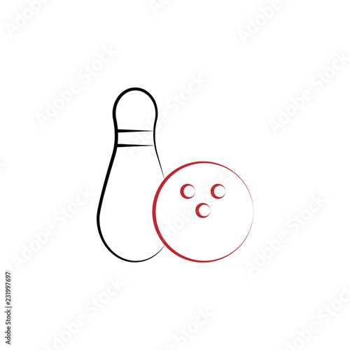 Bowling 2 colored hand drawn icon. Bowling colored element illustration. Outline symbol design from fitness set