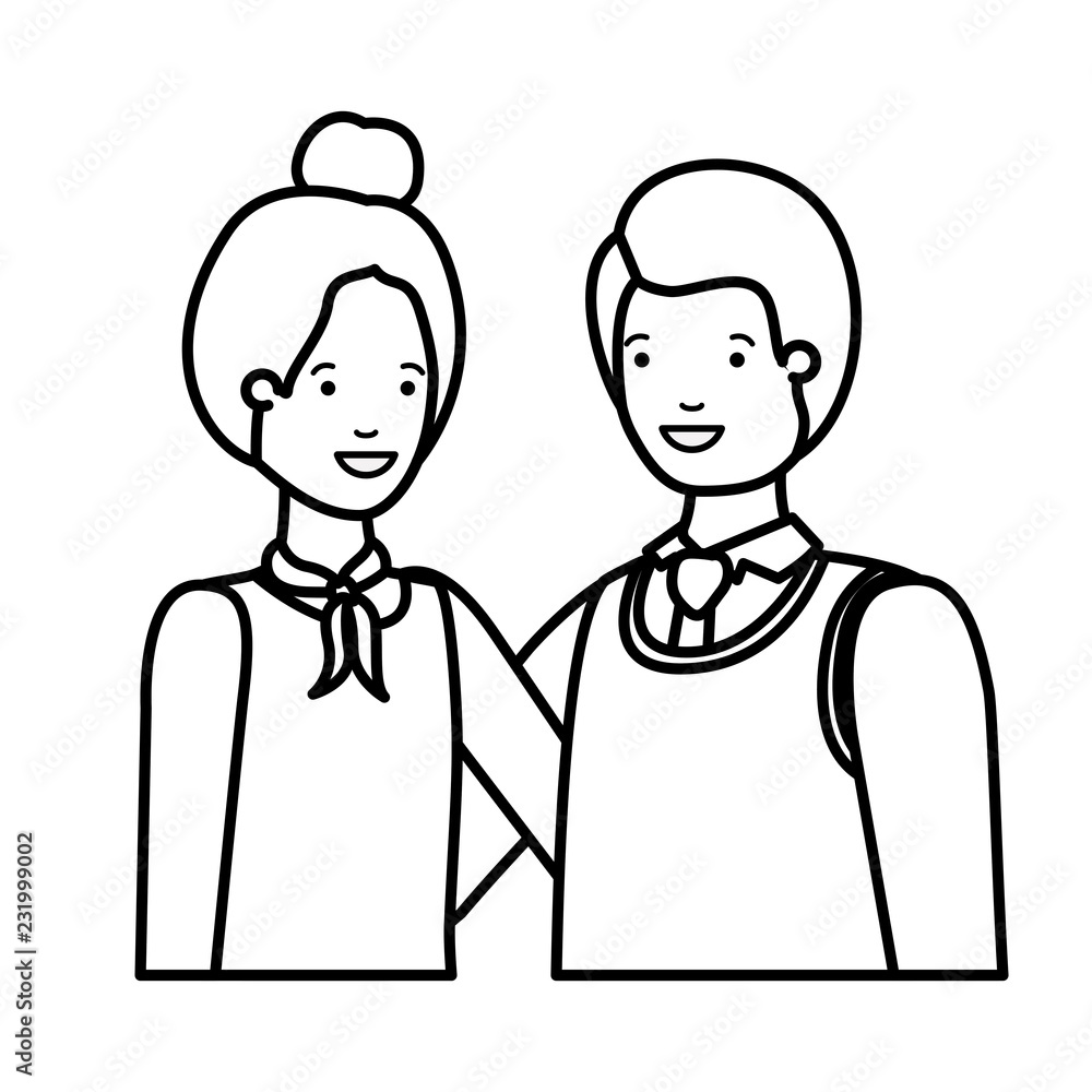 young couple of business avatar character young couple of business avatar character