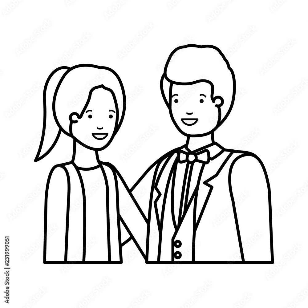 young couple of business avatar character young couple of business avatar character