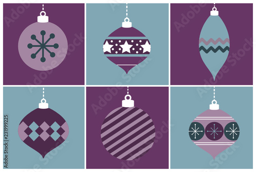 Purple and Blue Christmas Ornaments